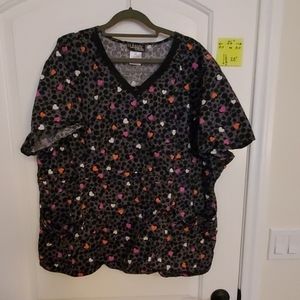 Runway by Cherokee EUC Hearts Scrub Top 3XL